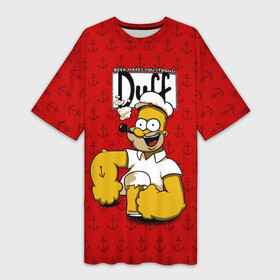 Платье-футболка 3D с принтом Duff Beer в Курске,  |  | bart | donut | griffin | homer | popeye | simpson | барт | гомер | гриффин | капитан | моряк | симпсон | стьюи | якорь