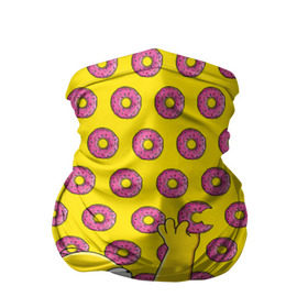 Бандана-труба 3D с принтом Пончики Гомера Симпсона в Курске, 100% полиэстер, ткань с особыми свойствами — Activecool | плотность 150‒180 г/м2; хорошо тянется, но сохраняет форму | donut | homer | simpson | гомер | еда | плюшка | пончик | симпсон