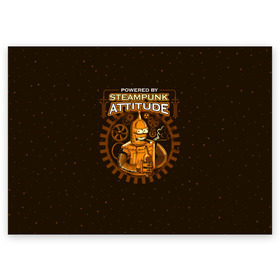 Поздравительная открытка с принтом Steampunk Attitude в Курске, 100% бумага | плотность бумаги 280 г/м2, матовая, на обратной стороне линовка и место для марки
 | bender | fry | futurama | hermes | robot | zoidberg | бендер | гермес | зойдберг | робот | туранга | фрай | футурама