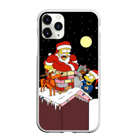 Чехол для iPhone 11 Pro матовый с принтом Симпсон - Санта Клаус в Курске, Силикон |  | bart | christmas | happy new year | homer simpson | the simpsons | барт | гомер | дед мороз | луна | новый год | олень | подарки | санта | снег | собака | сосульки