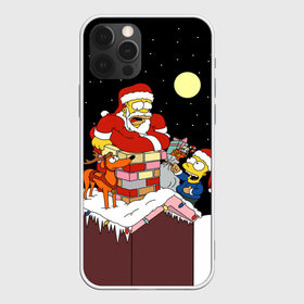 Чехол для iPhone 12 Pro Max с принтом Симпсон - Санта Клаус в Курске, Силикон |  | bart | christmas | happy new year | homer simpson | the simpsons | барт | гомер | дед мороз | луна | новый год | олень | подарки | санта | снег | собака | сосульки