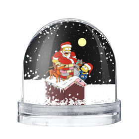 Снежный шар с принтом Симпсон - Санта Клаус в Курске, Пластик | Изображение внутри шара печатается на глянцевой фотобумаге с двух сторон | bart | christmas | happy new year | homer simpson | the simpsons | барт | гомер | дед мороз | луна | новый год | олень | подарки | санта | снег | собака | сосульки