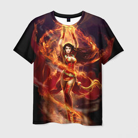 Мужская футболка 3D с принтом Девушка в огне в Курске, 100% полиэфир | прямой крой, круглый вырез горловины, длина до линии бедер | beautiful | fantasy | fire | girl | young | девушка | красивая | молодая | огонь | фантазия