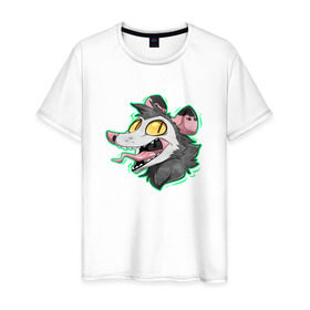 Мужская футболка хлопок с принтом Опоссум в Курске, 100% хлопок | прямой крой, круглый вырез горловины, длина до линии бедер, слегка спущенное плечо. | Тематика изображения на принте: animal | mouse | opossum | rat | животное | крыса | мышь | опоссум
