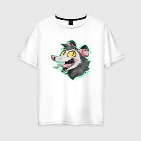 Женская футболка хлопок Oversize с принтом Опоссум в Курске, 100% хлопок | свободный крой, круглый ворот, спущенный рукав, длина до линии бедер
 | animal | mouse | opossum | rat | животное | крыса | мышь | опоссум