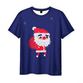 Мужская футболка 3D с принтом Санта в Курске, 100% полиэфир | прямой крой, круглый вырез горловины, длина до линии бедер | christmas | new year | winter | дед мороз | зима | новый год | рождество