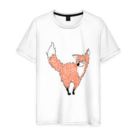Мужская футболка хлопок с принтом Crazy fox в Курске, 100% хлопок | прямой крой, круглый вырез горловины, длина до линии бедер, слегка спущенное плечо. | crazy | fox | безумная | веселая | лиса | лисичка | лисички тупички