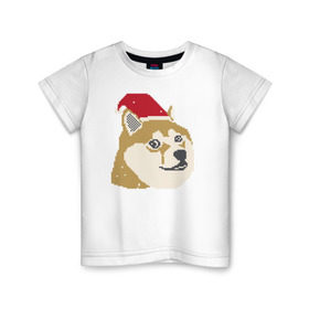 Детская футболка хлопок с принтом Doge новогодний в Курске, 100% хлопок | круглый вырез горловины, полуприлегающий силуэт, длина до линии бедер | Тематика изображения на принте: doge | doge новогодний | интернет приколы | новый год | подарок на новый год