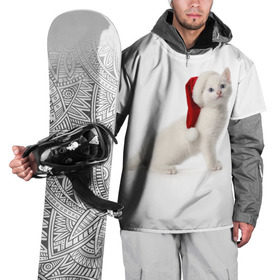 Накидка на куртку 3D с принтом Киса в Шапочке в Курске, 100% полиэстер |  | cat | christmas | new year | winter | дед мороз | зима | кисы | кошки | новый год | рождество