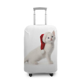 Чехол для чемодана 3D с принтом Киса в Шапочке в Курске, 86% полиэфир, 14% спандекс | двустороннее нанесение принта, прорези для ручек и колес | cat | christmas | new year | winter | дед мороз | зима | кисы | кошки | новый год | рождество