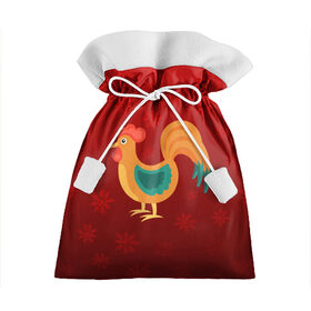 Подарочный 3D мешок с принтом Год петуха в Курске, 100% полиэстер | Размер: 29*39 см | Тематика изображения на принте: год петуха | красный | новый год | огненный петух | петух | снежинки