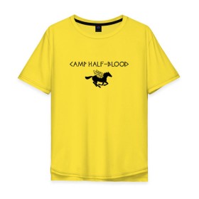 Мужская футболка хлопок Oversize с принтом Camp Half-Blood в Курске, 100% хлопок | свободный крой, круглый ворот, “спинка” длиннее передней части | halfblood | percy jackson | перси джексон