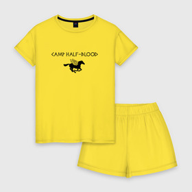 Женская пижама с шортиками хлопок с принтом Camp Half-Blood в Курске, 100% хлопок | футболка прямого кроя, шорты свободные с широкой мягкой резинкой | halfblood | percy jackson | перси джексон