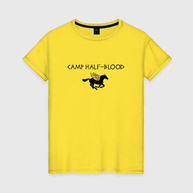 Женская футболка хлопок с принтом Camp Half-Blood в Курске, 100% хлопок | прямой крой, круглый вырез горловины, длина до линии бедер, слегка спущенное плечо | halfblood | percy jackson | перси джексон
