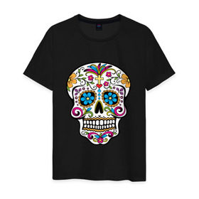 Мужская футболка хлопок с принтом День Мертвых в Курске, 100% хлопок | прямой крой, круглый вырез горловины, длина до линии бедер, слегка спущенное плечо. | Тематика изображения на принте: день мертвых | мексика | туризм | череп