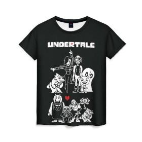 Женская футболка 3D с принтом Undertale в Курске, 100% полиэфир ( синтетическое хлопкоподобное полотно) | прямой крой, круглый вырез горловины, длина до линии бедер | flowey | papyrus | sans | torial