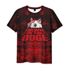 Мужская футболка 3D с принтом Dawn of the Doge в Курске, 100% полиэфир | прямой крой, круглый вырез горловины, длина до линии бедер | Тематика изображения на принте: dog | doge | walking dead | zombie | додж | зомби | мем | собака | ходячие мертвецы