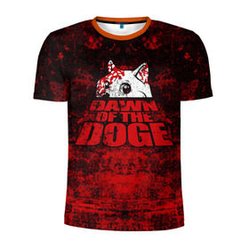 Мужская футболка 3D спортивная с принтом Dawn of the Doge в Курске, 100% полиэстер с улучшенными характеристиками | приталенный силуэт, круглая горловина, широкие плечи, сужается к линии бедра | Тематика изображения на принте: dog | doge | walking dead | zombie | додж | зомби | мем | собака | ходячие мертвецы