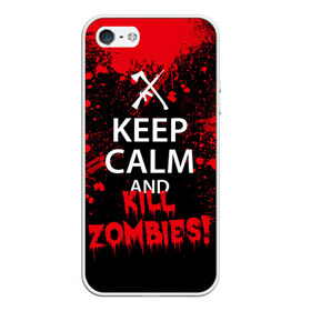 Чехол для iPhone 5/5S матовый с принтом Keep Calm & Kill Zombies в Курске, Силикон | Область печати: задняя сторона чехла, без боковых панелей | bone | carl | rick | skelet | skull | walking dead | zombie | граймс | зомби | карл | нежить | нечисть | рик | скелет | ходячие мертвецы | череп