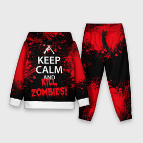 Детский костюм 3D (с толстовкой) с принтом Keep Calm  Kill Zombies в Курске,  |  | bone | carl | rick | skelet | skull | walking dead | zombie | граймс | зомби | карл | нежить | нечисть | рик | скелет | ходячие мертвецы | череп