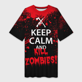 Платье-футболка 3D с принтом Keep Calm  Kill Zombies в Курске,  |  | bone | carl | rick | skelet | skull | walking dead | zombie | граймс | зомби | карл | нежить | нечисть | рик | скелет | ходячие мертвецы | череп