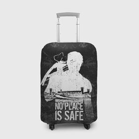 Чехол для чемодана 3D с принтом No Place is Safe в Курске, 86% полиэфир, 14% спандекс | двустороннее нанесение принта, прорези для ручек и колес | bone | carl | rick | skelet | skull | walking dead | zombie | граймс | зомби | карл | кости | рик | скелет | ходячие мертвецы | череп