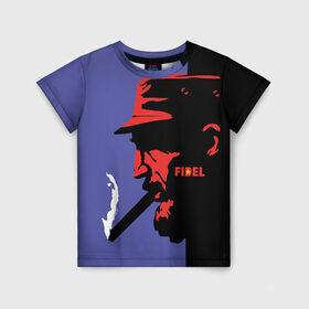 Детская футболка 3D с принтом Fidel в Курске, 100% гипоаллергенный полиэфир | прямой крой, круглый вырез горловины, длина до линии бедер, чуть спущенное плечо, ткань немного тянется | castro | che | fidel | guevara | гевара | кастро | фидель | че