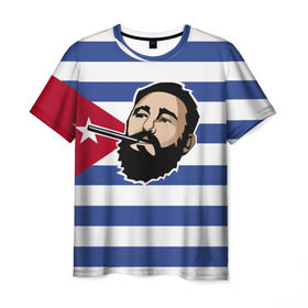Мужская футболка 3D с принтом Fidel Castro в Курске, 100% полиэфир | прямой крой, круглый вырез горловины, длина до линии бедер | Тематика изображения на принте: castro | che | fidel | guevara | гевара | кастро | фидель | че