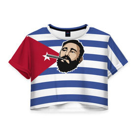 Женская футболка 3D укороченная с принтом Fidel Castro в Курске, 100% полиэстер | круглая горловина, длина футболки до линии талии, рукава с отворотами | castro | che | fidel | guevara | гевара | кастро | фидель | че