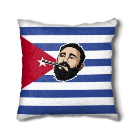 Подушка 3D с принтом Fidel Castro в Курске, наволочка – 100% полиэстер, наполнитель – холлофайбер (легкий наполнитель, не вызывает аллергию). | состоит из подушки и наволочки. Наволочка на молнии, легко снимается для стирки | castro | che | fidel | guevara | гевара | кастро | фидель | че