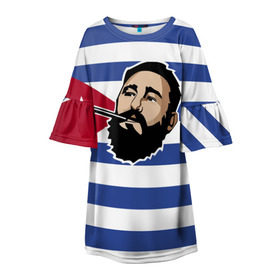 Детское платье 3D с принтом Fidel Castro в Курске, 100% полиэстер | прямой силуэт, чуть расширенный к низу. Круглая горловина, на рукавах — воланы | castro | che | fidel | guevara | гевара | кастро | фидель | че