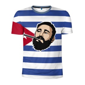 Мужская футболка 3D спортивная с принтом Fidel Castro в Курске, 100% полиэстер с улучшенными характеристиками | приталенный силуэт, круглая горловина, широкие плечи, сужается к линии бедра | castro | che | fidel | guevara | гевара | кастро | фидель | че