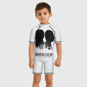 Детский купальный костюм 3D с принтом Sherlock Edition в Курске, Полиэстер 85%, Спандекс 15% | застежка на молнии на спине | Тематика изображения на принте: doctor | holmes | sherlock | watson | ватсон | доктор | профессор | холмс | шерлок