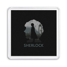 Магнит 55*55 с принтом Sherlock World в Курске, Пластик | Размер: 65*65 мм; Размер печати: 55*55 мм | doctor | holmes | холмс | шерлок