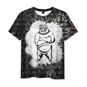 Мужская футболка 3D с принтом Охранник бульдог Style в Курске, 100% полиэфир | прямой крой, круглый вырез горловины, длина до линии бедер | бульдог | качок | крутой | охрана | собака