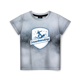 Детская футболка 3D с принтом Snowboarding в Курске, 100% гипоаллергенный полиэфир | прямой крой, круглый вырез горловины, длина до линии бедер, чуть спущенное плечо, ткань немного тянется | Тематика изображения на принте: 