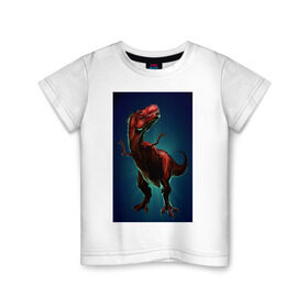 Детская футболка хлопок с принтом Dino в Курске, 100% хлопок | круглый вырез горловины, полуприлегающий силуэт, длина до линии бедер | Тематика изображения на принте: dino | dinosaur | t rex | дино | динозавр | монстр | ящерица