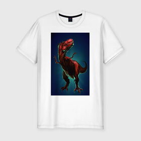 Мужская футболка премиум с принтом Dino в Курске, 92% хлопок, 8% лайкра | приталенный силуэт, круглый вырез ворота, длина до линии бедра, короткий рукав | Тематика изображения на принте: dino | dinosaur | t rex | дино | динозавр | монстр | ящерица