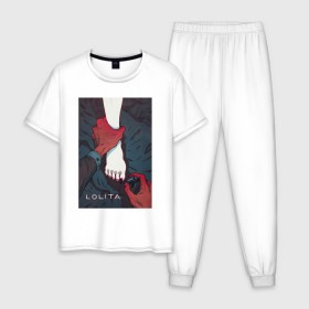 Мужская пижама хлопок с принтом Lolita в Курске, 100% хлопок | брюки и футболка прямого кроя, без карманов, на брюках мягкая резинка на поясе и по низу штанин
 | lolita | классика | книга | лак | лолита | набоков | ногти