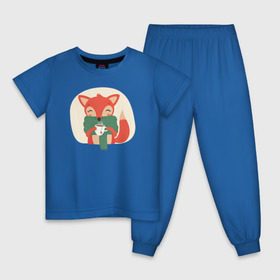 Детская пижама хлопок с принтом Лисица с чаем в Курске, 100% хлопок |  брюки и футболка прямого кроя, без карманов, на брюках мягкая резинка на поясе и по низу штанин
 | лиса | лисенок | лисица | лисичка