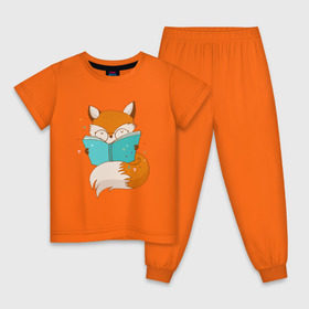 Детская пижама хлопок с принтом Лисица с книгой в Курске, 100% хлопок |  брюки и футболка прямого кроя, без карманов, на брюках мягкая резинка на поясе и по низу штанин
 | лиса | лисенок | лисица | лисичка