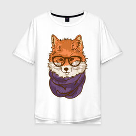 Мужская футболка хлопок Oversize с принтом Лисица в Курске, 100% хлопок | свободный крой, круглый ворот, “спинка” длиннее передней части | лиса | лисенок | лисица | лисичка