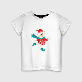 Детская футболка хлопок с принтом Новогодний Мишка в Курске, 100% хлопок | круглый вырез горловины, полуприлегающий силуэт, длина до линии бедер | christmas | hipster | new year | winter | зима | новый год | рождество | хипстер