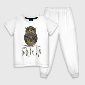 Детская пижама хлопок с принтом Совушка в Курске, 100% хлопок |  брюки и футболка прямого кроя, без карманов, на брюках мягкая резинка на поясе и по низу штанин
 | сова | филин