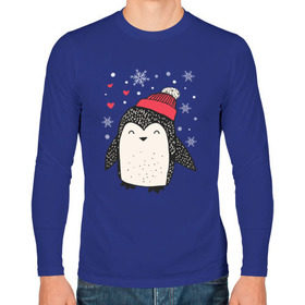Мужской лонгслив хлопок с принтом Пингвин в шапке в Курске, 100% хлопок |  | christmas | new year | winter | зима | новый год | пингвин | рождество