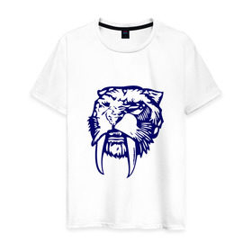 Мужская футболка хлопок с принтом Саблезуб в Курске, 100% хлопок | прямой крой, круглый вырез горловины, длина до линии бедер, слегка спущенное плечо. | тигр
