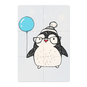 Магнитный плакат 2Х3 с принтом Пингвин с шариком в Курске, Полимерный материал с магнитным слоем | 6 деталей размером 9*9 см | christmas | new year | winter | зима | новый год | пингвин | рождество
