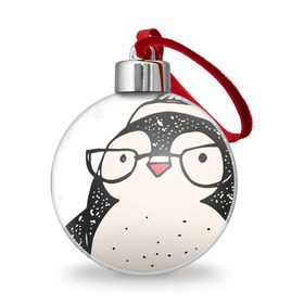 Ёлочный шар с принтом Пингвин с шариком в Курске, Пластик | Диаметр: 77 мм | christmas | new year | winter | зима | новый год | пингвин | рождество