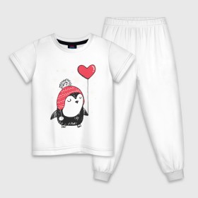 Детская пижама хлопок с принтом Пингвин с шариком в Курске, 100% хлопок |  брюки и футболка прямого кроя, без карманов, на брюках мягкая резинка на поясе и по низу штанин
 | christmas | new year | winter | зима | новый год | пингвин | рождество