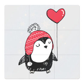 Магнитный плакат 3Х3 с принтом Пингвин с шариком в Курске, Полимерный материал с магнитным слоем | 9 деталей размером 9*9 см | christmas | new year | winter | зима | новый год | пингвин | рождество